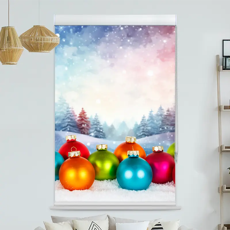 Kassettenrollo Motiv "Bunte Weihnachtskugeln"