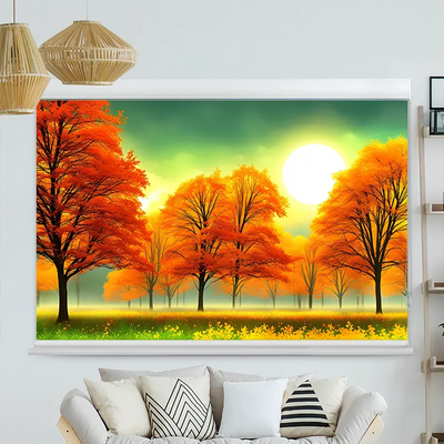 Kassettenrollo Motiv Herbstwald Sonnenschein | bis B 420 x H 420 cm