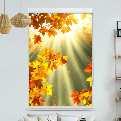Kassettenrollo Motiv Herbstblaetter Sonne | bis B 420 x H 420 cm