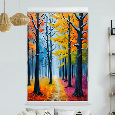 Kassettenrollo Motiv Herbstwald Gemaelde | bis B 420 x H 420 cm