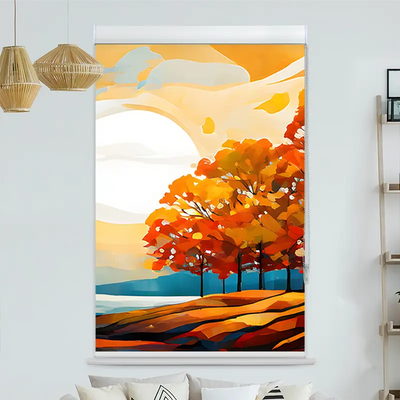 Kassettenrollo Motiv Herbstbaeume | bis B 420 x H 420 cm