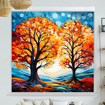 Kassettenrollo Motiv Baeume Im Herbst Gemaelde | bis B 420 x H 420 cm