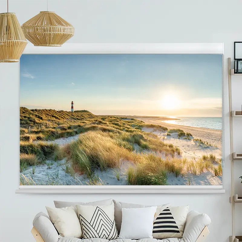 Kassettenrollo Motiv Leuchtturm Strand Meer Auf Sylt