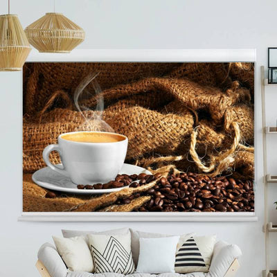 Kassettenrollo Motiv Kaffeetasse Bohnen