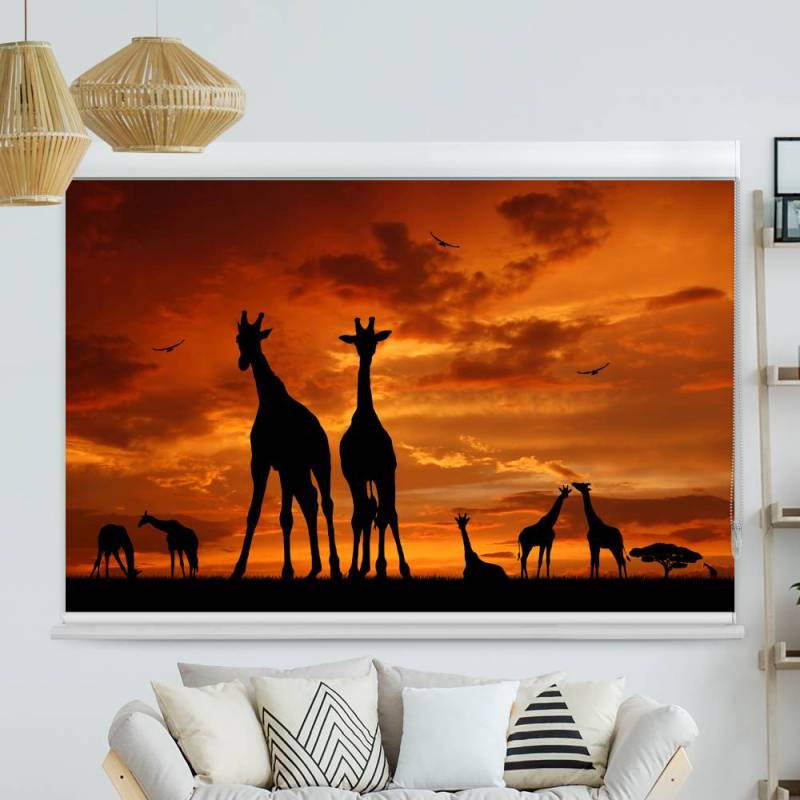 Kassettenrollo Motiv 'Giraffen Afrika'