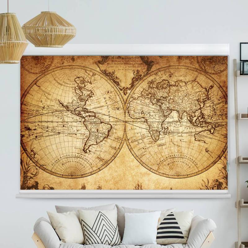 Kassettenrollo Motiv 'Vintage Map'