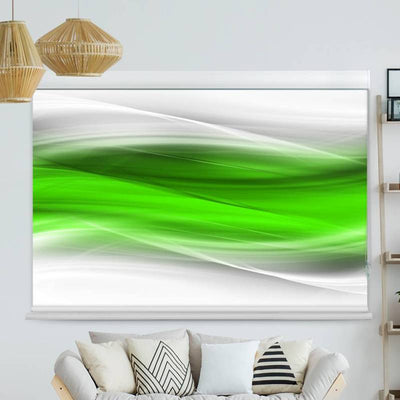 Kassettenrollo Motiv Wellen Gruen Grau