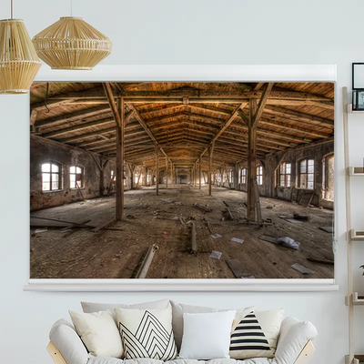 Kassettenrollo Motiv Alte Fabrikhalle