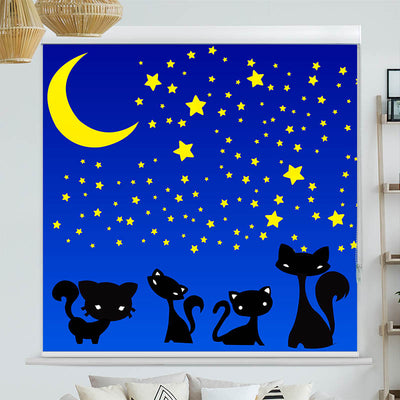 Kassettenrollo Motiv 'Katzen Unter dem Sternenhimmel'
