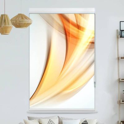 Kassettenrollo Motiv Abstakt Wellen Orange Grau