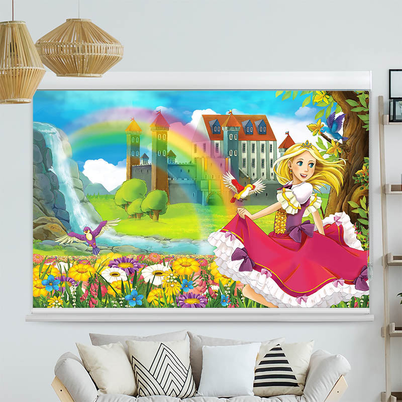 Kassettenrollo Motiv 'Prinzessin Regenbogen Schloss'