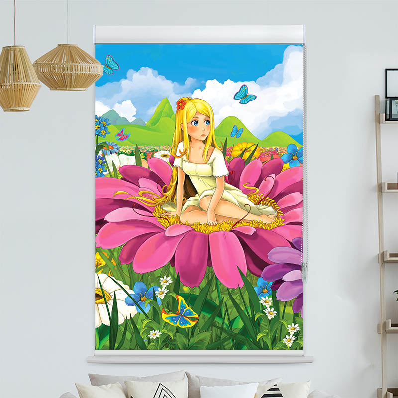 Kassettenrollo Motiv 'Mädchen auf Einer Blume'