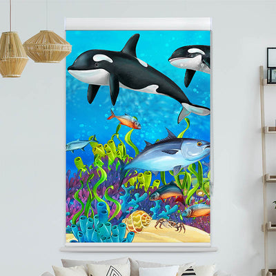 Kassettenrollo Motiv 'Orcas'