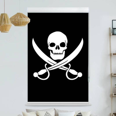 Kassettenrollo Motiv Totenkopf Saebel