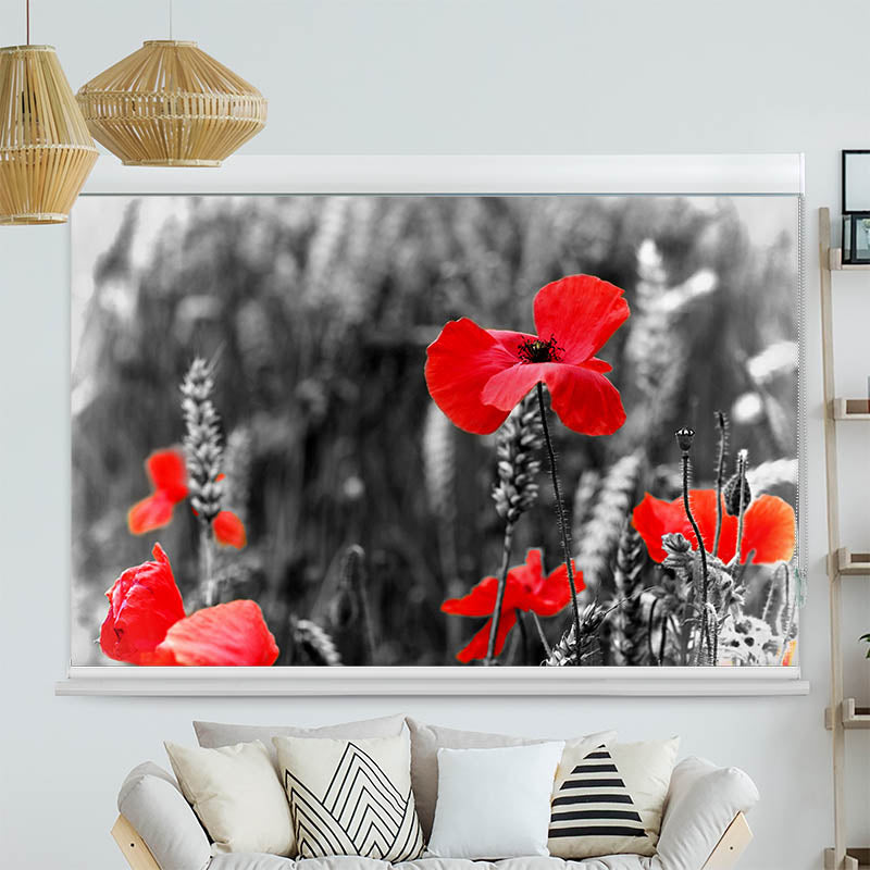 Kassettenrollo Motiv 'Mohnblumen'