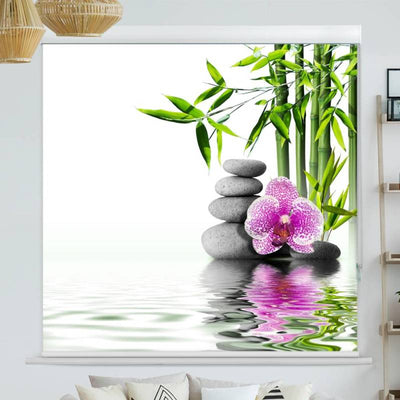 Kassettenrollo Motiv Bambus Orchidee Zen Stones