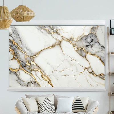 Kassettenrollo Motiv Gold Weiss Marmoriert