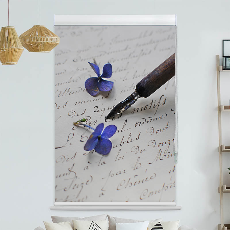 Kassettenrollo Motiv Hortensien Brief Fueller Vintage