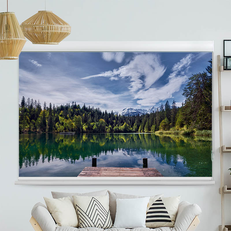 Kassettenrollo Motiv Bergsee im Wald