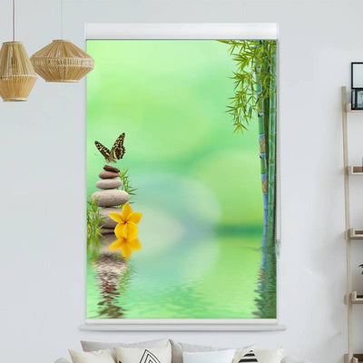 Kassettenrollo Motiv Schmetterling Zen Stones