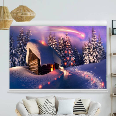 Kassettenrollo Motiv Schneehuette Winterlandschaft