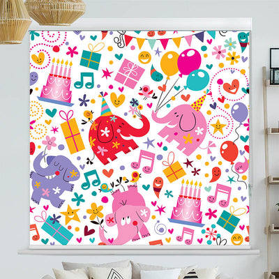 Kassettenrollo Motiv 'Elefanten Kindergeburtstag'