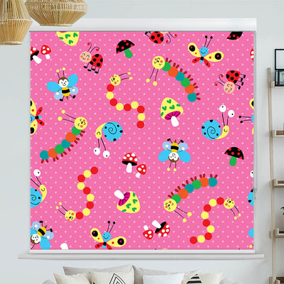 Kassettenrollo Motiv 'Raupen und Schmetterlinge'