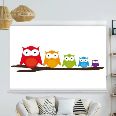 Kassettenrollo Motiv Bunte Eulen