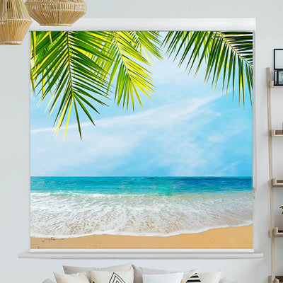 Kassettenrollo Motiv Palmenblaetter Meer