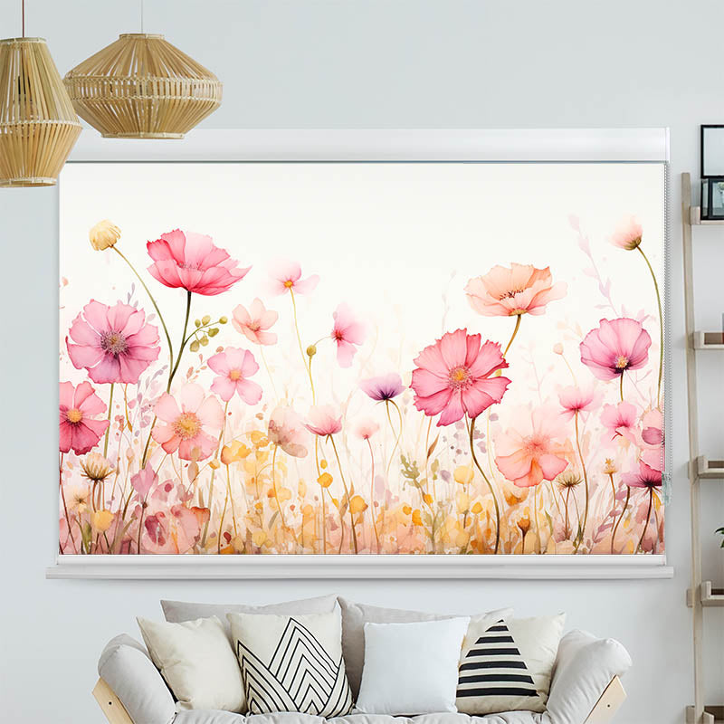 Kassettenrollo Motiv Aquarell Rosen und Mohn