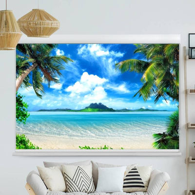 Kassettenrollo Motiv Palmen Insel Meer