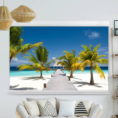 Kassettenrollo Motiv Malediven Strand Palmen