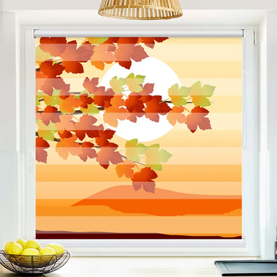 Klemmfix Doppelrollo 'Herbstblaetter Grafik' | Klemm Doppelrollo