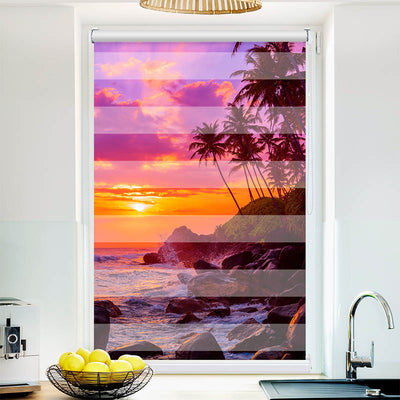 Fotorollo Sonnenuntergang Palmen Strand