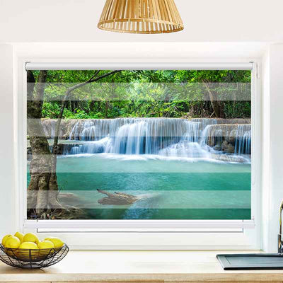 Klemmfix Doppelrollo Wasserfall im Wald | Klemm Doppelrollo