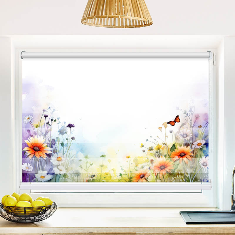 Fotorollo Wildblumen mit Schmetterling