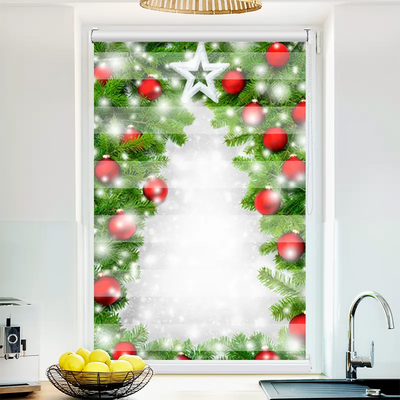 Klemmfix Doppelrollo Tannenzweige Mit Kugeln | Klemm Doppelrollo