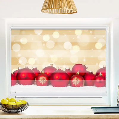 Klemmfix Doppelrollo Rote Weihnachtskugeln | Klemm Doppelrollo