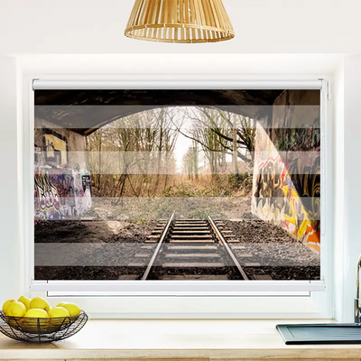 Klemm Doppelrollo Bahnschienen Endstation