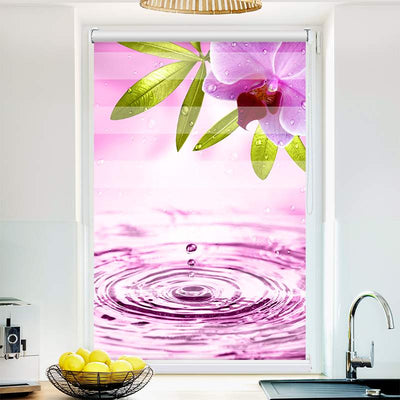 Klemmfix Doppelrollo Pinke Orchidee mit Wassertropfen | Klemm Doppelrollo