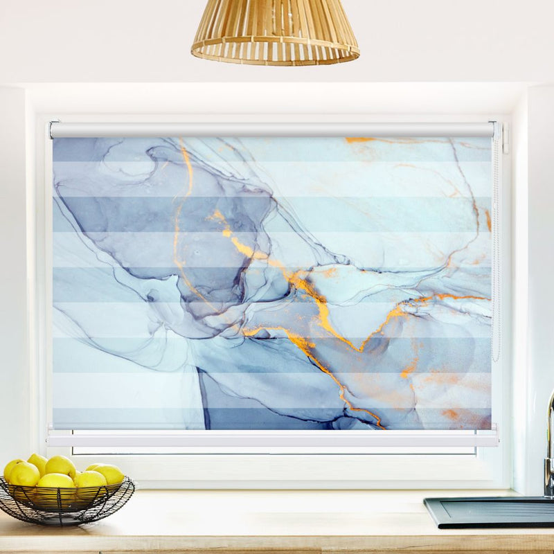 Klemm Doppelrollo "Gemaelde Abstrakt Blau" - ohne Bohren - Klemmfix - bis 150 cm Breite - Duo Rollo Fotodruck - La-Melle