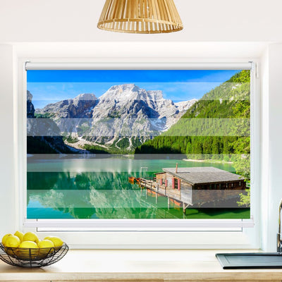 Klemm Doppelrollo Dolomiten Bergsee - ohne Bohren - Klemmfix - bis 150 cm Breite - Duo Rollo Fotodruck - La-Melle