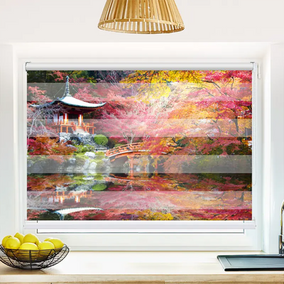 Klemmfix Doppelrollo 'Asiatischer Garten Im Herbst' | Klemm Doppelrollo