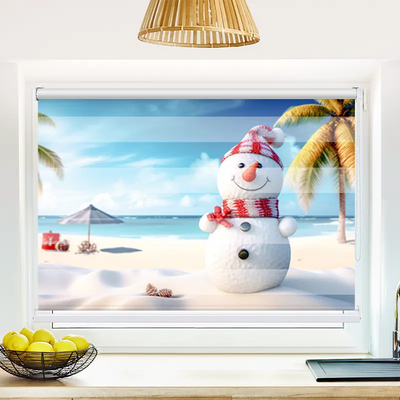 Klemmfix Doppelrollo Schneemann Am Strand | Klemm Doppelrollo