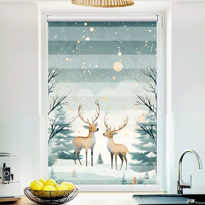 Klemmfix Doppelrollo Rehe Im Winterwald | Klemm Doppelrollo