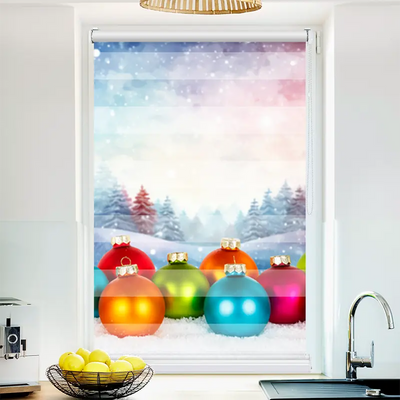 Klemmfix Doppelrollo Bunte Weihnachtskugeln | Klemm Doppelrollo