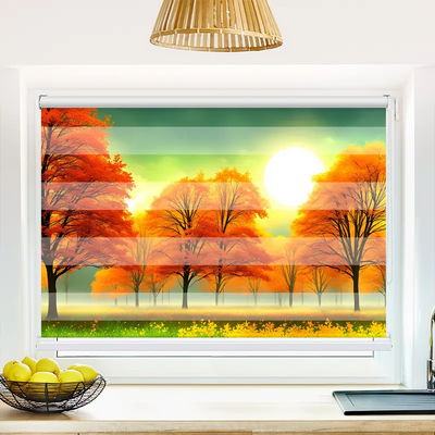 Klemmfix Doppelrollo 'Herbstwald Sonnenschein' | Klemm Doppelrollo