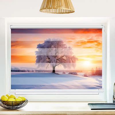 Klemmfix Doppelrollo Baum Mit Schnee | Klemm Doppelrollo