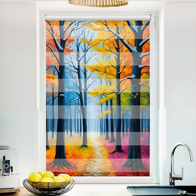 Klemmfix Doppelrollo 'Herbstwald Gemaelde' | Klemm Doppelrollo