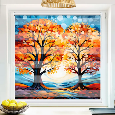 Klemmfix Doppelrollo 'Baeume Im Herbst Gemaelde' | Klemm Doppelrollo